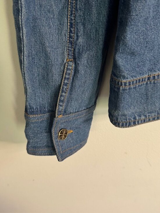 Vintage Bleu Bayou Floral Embroidered Patchwork Denim Jacket Size Medium - Picture 3 of 7